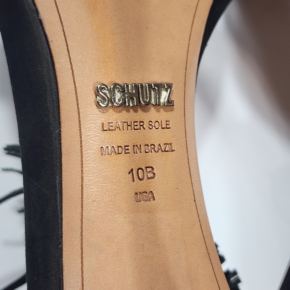 SCHUTZ Fringe Suede Tassel Heels Womens Size 10B - Picture 9 of 10
